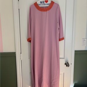 Pink Tuckernuck Dress with Orange Beaded Accents